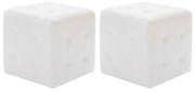 Pufe 2 pcs 30x30x30 cm couro artificial branco