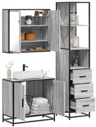 3 pcs Conjunto móveis casa de banho madeira proc. cinza sonoma