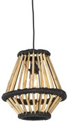 Candeeiro de suspensão oriental em bambu com preto 32 cm - Evalin