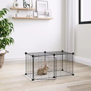 vidaXL Gaiola p/ animais de 8 painéis c/ porta 35x35 cm aço preto