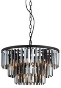 Lustre moderno preto com vidro fumê 9 luzes - Amel Moderno