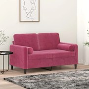 vidaXL Almofadas decorativas 2 pcs Ø15x50 cm veludo vermelho tinto