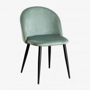 Cadeira De Jantar Estofada Em Veludo Kana Verde Abeto & Negro - Sklum