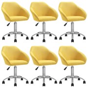 Cadeiras de jantar giratórias 6 pcs tecido amarelo