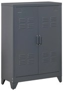 HOMCOM Armário Metal Armazenamento Dupla Porta 2 Prateleiras Altura Ajustável 75x33x110cm Cinza | Aosom Portugal