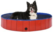 Piscina para cães dobrável 160x30 cm PVC vermelho