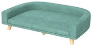 PawHut Sofá para Cães Cama Elevada para Cães Estofada com Almofada Lavável e Pés de Madeira de Pinho 98x67x25 cm Verde | Aosom Portugal
