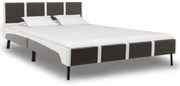 Estrutura de cama 140x200 cm couro artificial cinzento e branco