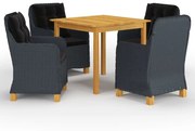 vidaXL 5 pcs conjunto de jantar para jardim cinzento-escuro