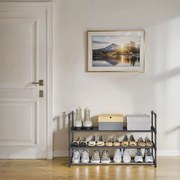 Sapateira com 3 níveis em metal 30 x 92 x 55 cm preto