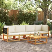 4 pcs conjunto de sofás de jardim com almofadões acácia maciça