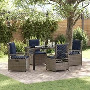 vidaXL Conjunto de Jantar de Jardim da com 5 Peças em Rattan de Poliéster Cinza