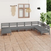 vidaXL 8 pcs conjunto lounge de jardim pinho maciço cinzento