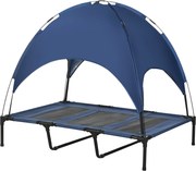 PawHut Local de Dormir para Cães ao Ar Livre Cama para Cão Resistente ao Tempo, com Dossel, Dobrável, 122 x 92 x 108 cm, Azul + Preto | Aosom Portugal