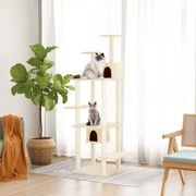 vidaXL Árvore p/ gatos c/ postes arranhadores sisal 176 cm cor creme