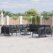 vidaXL Conjunto de Sofá de Jardim 12 pcs Cinzento-escuro Aço