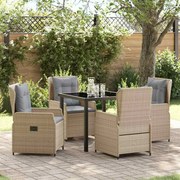 Conjunto de Jantar de Jardim vidaXL 5 Peças Vime Bege Poly
