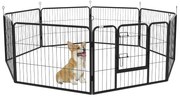 PawHut Parque para Animais de Estimação 8 Paineis 80x60cm Gaiola para Cães de Metal com Porta e Dupla Fechadura  Preto | Aosom Portugal