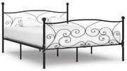 Estrutura de cama com estrado de ripas 200x200 cm metal preto