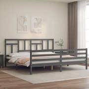 vidaXL Estrutura de cama com cabeceira 200x200 cm madeira maciça cinza