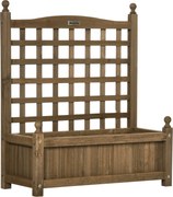 Outsunny Jardineira com treliça caixa de flores jardineira elevada 64 x 28 x 75 cm inserções de irrigação madeira maciça | Aosom Portugal