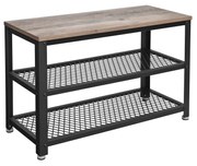 Banco de sapatos VASAGLE, sapateira com 2 prateleiras, organizador de sapatos, 73 x 30 x 45 cm, entrada, sala de estar, corredor, estrutura de aço, estilo industrial, cinza e preto LBS73MB