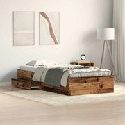 Cama vidaXL Madeira Velha 100x200 cm Madeira Ingenierada