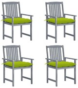 vidaXL Cadeiras de jardim com almofadões 4 pcs acácia maciça cinza