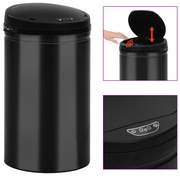 vidaXL Caixote do lixo com sensor automático 40 L aço carbono preto