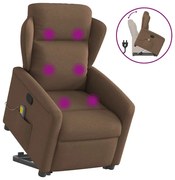 vidaXL Poltrona reclinável massagens tecido castanho