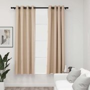 vidaXL Cortinas opacas aspeto linho c/ ilhós 2 pcs 140x175 cm bege