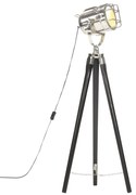 vidaXL Candeeiro de chão tripé 97 cm madeira mangueira maciça preto