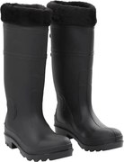 vidaXL Galochas com meias removíveis tamanho 40 PVC preto