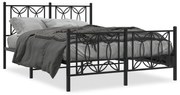 Estrutura de cama com cabeceira e pés 140x190 cm metal preto