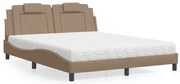 Cama com colchão 160x200 cm couro artificial cappuccino