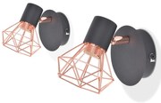 vidaXL Candeeiro de parede 2 pcs E14 preto e cobre