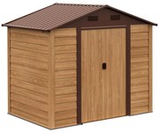 Outsunny Abrigo de Jardim 3m² 152x235,7x208,7 cm Abrigo de Jardim com 2 Portas de Correr e 4 Janelas de Ventilação Madeira e Marrom