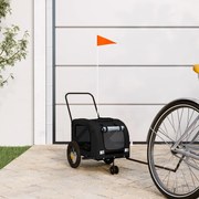 vidaXL Reboque bicicleta p/ animais tecido oxford/ferro preto
