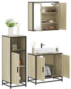 vidaXL 3 pcs conj. móveis casa banho derivados madeira carvalho sonoma