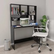 vidaXL Secretária c/ prateleiras 110x45x157cm contrap. preto brilhante