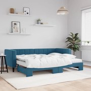 vidaXL Sofá-cama com gavetão e colchões 80x200 cm veludo azul