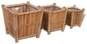 vidaXL Vasos/floreiras em bambu 3 pcs forro de nylon