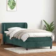 vidaXL Cama com molas/colchão verde-escuro 90x210 cm veludo
