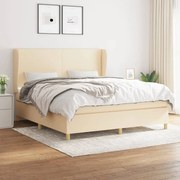 vidaXL Cama com molas/colchão 160x200 cm tecido cor creme
