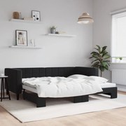 vidaXL Sofá-cama com gavetão 90x200 cm veludo preto