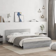 vidaXL Estrutura de cama com cabeceira 140x190 cm cinzento sonoma