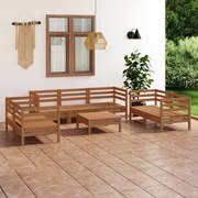 vidaXL 8 pcs conjunto lounge de jardim pinho maciço castanho mel