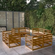 8 pcs conjunto lounge de jardim pinho sólido castanho mel