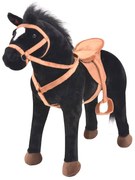 vidaXL Cavalo de peluche de montar preto