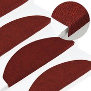 vidaXL Tapetes de escada autoadesivos 15 pcs 65x22,5x3,5 cm vermelho